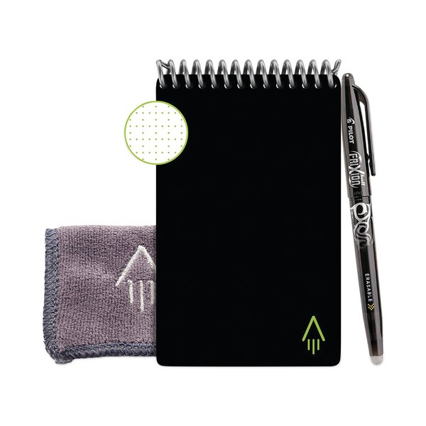 Rocketbook Mini Notepad, Black Cover, Dot Grid Rule, 3 x 5.5, White, 24 Sheets EVR-M-R